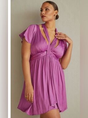 Anthropologie purple silk dress